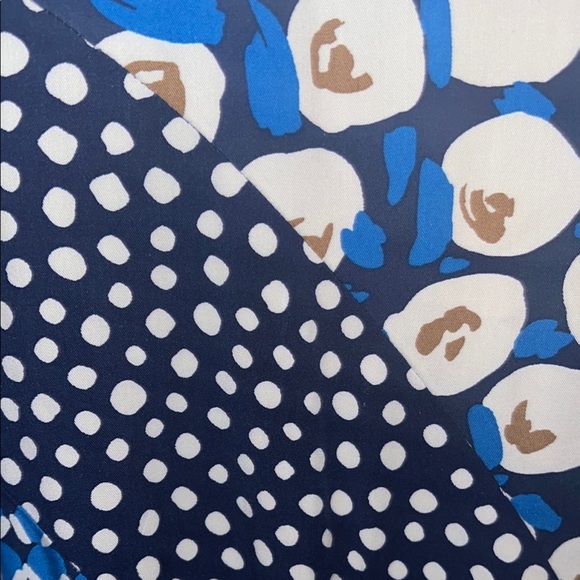 Chico's Asymmetrical Blue and White Sundress with 3/4 Cuffed Sleeves - Picture 4 of 7